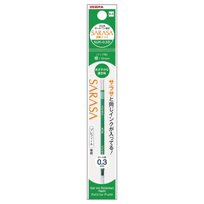 Zebra Brnjk3G Green Ballpoint Pen Refills - Prefeel Sarasa Njk-0.3 Lead - Pack of 10