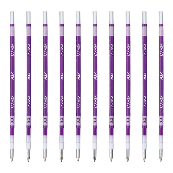 Zebra Prefeel Sarasa Ballpoint Pen Refill 0.3 Lead 10 Pieces Purple