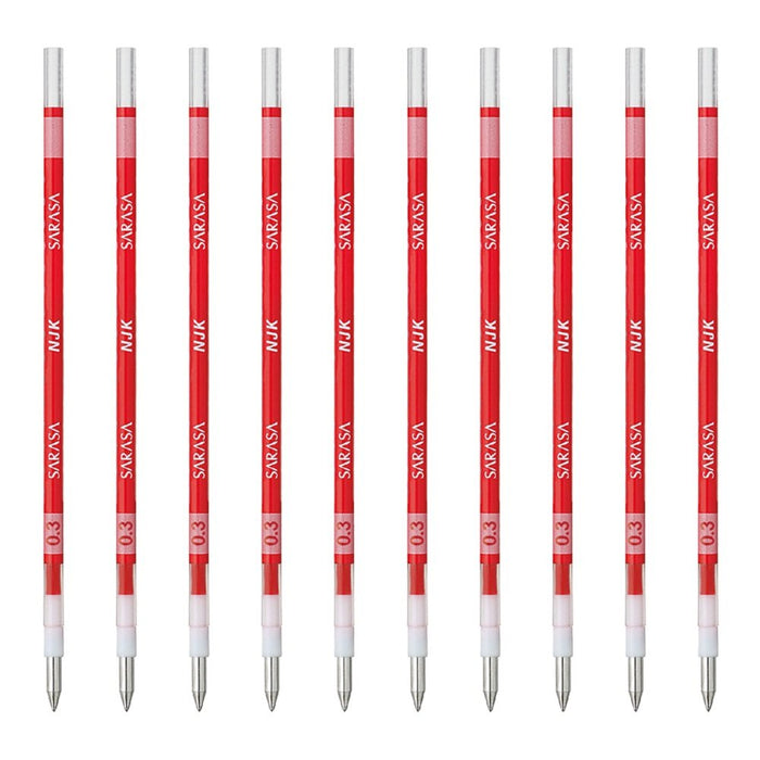 Zebra Prefeel Sarasa Ballpoint Pen with 0.3 Lead 10-Piece Red Refill Pack