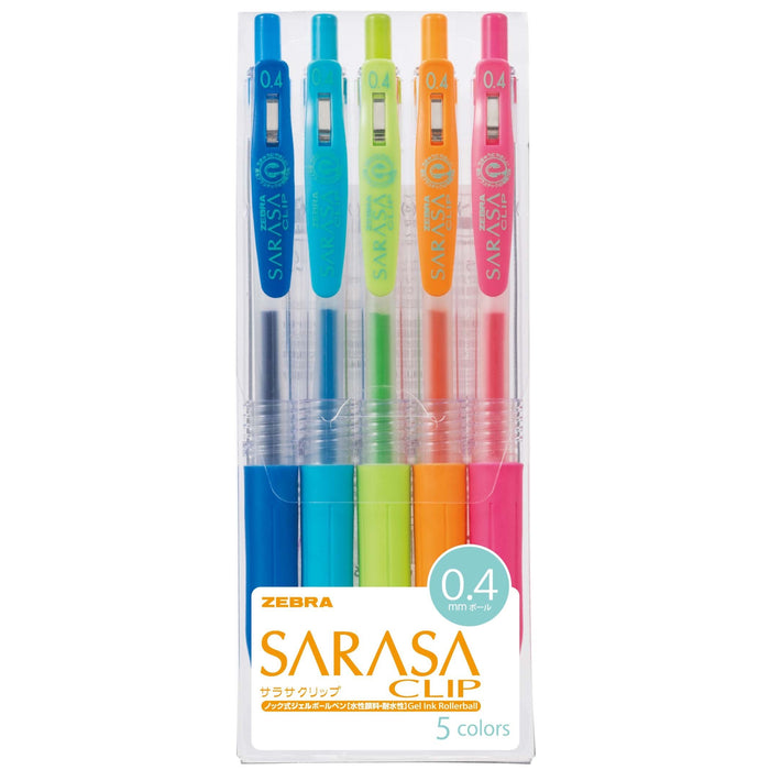 Zebra Sarasa Clip Gel Ballpoint Pen 0.4 Set of 10 in 5 Colors