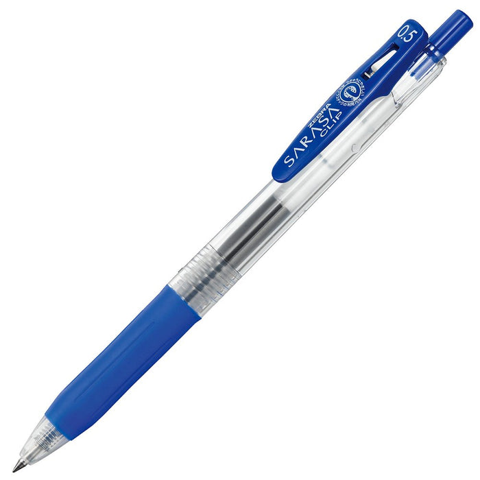 Zebra Sarasa Clip Blue Gel Ballpoint Pen 0.5 mm Tip Pack of 10