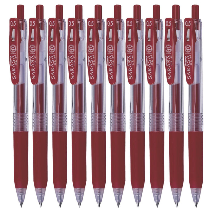 Zebra Sarasa Clip 0.5 Gel Ballpoint Pen Pack of 10 Red Color