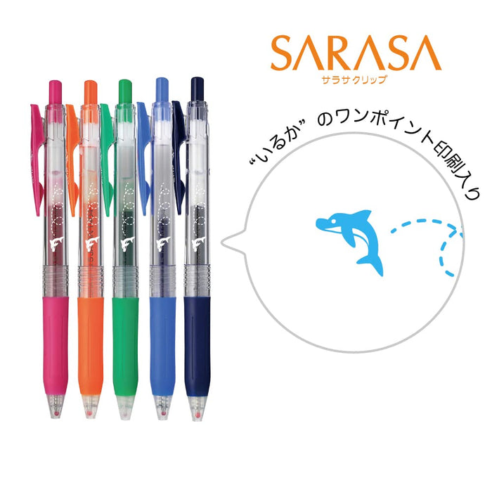 Zebra Sarasa Clip 5-Color Gel Ballpoint Pen Set 0.5mm with Case JJ15-5C-7A