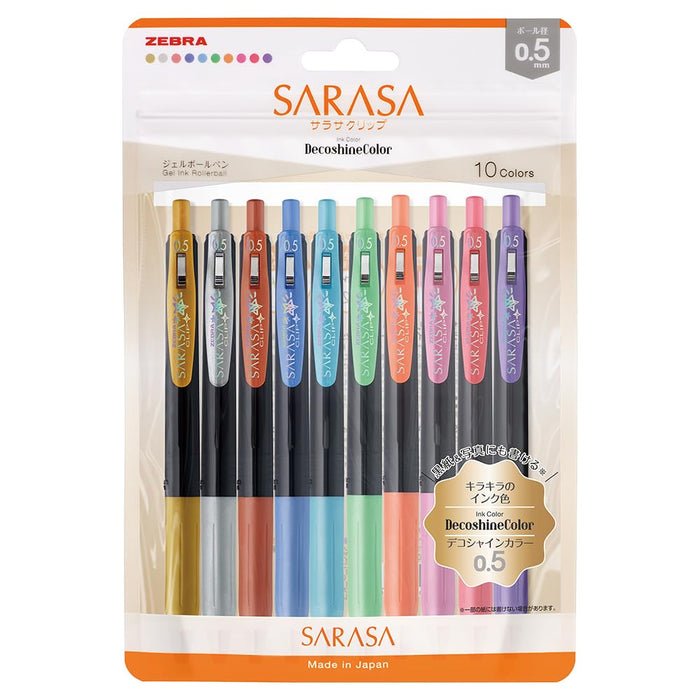 Zebra Sarasa Clip Gel Ballpoint Pen 0.5mm Deco Shine 10 Color Set