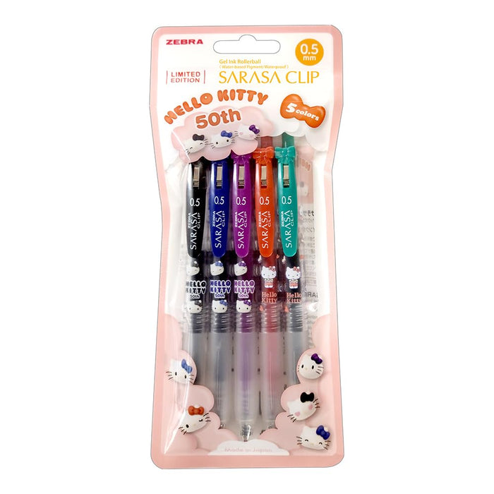 Zebra Sarasa Clip Hello Kitty 50th Anniversary 5-Color Gel Pen Set 0.5mm