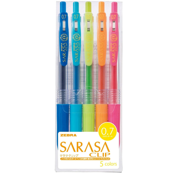 Zebra Sarasa Clip Gel Ballpoint Pens 0.7mm 5 Vibrant Colors Pack of 10