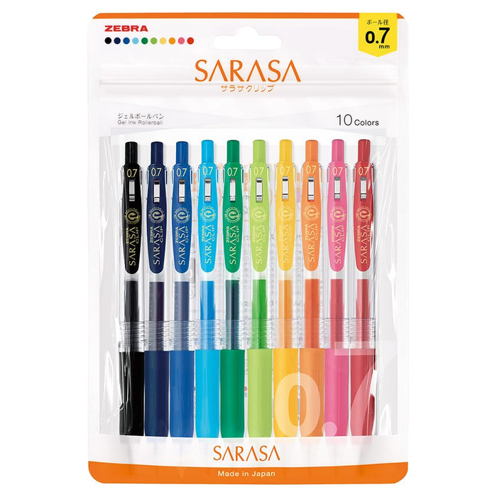 Zebra Sarasa Clip Gel Ballpoint Pen 0.7mm 10 Color Set