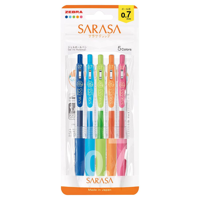 Zebra 5-Color Set 0.7mm Sarasa Clip Gel Ballpoint Pen