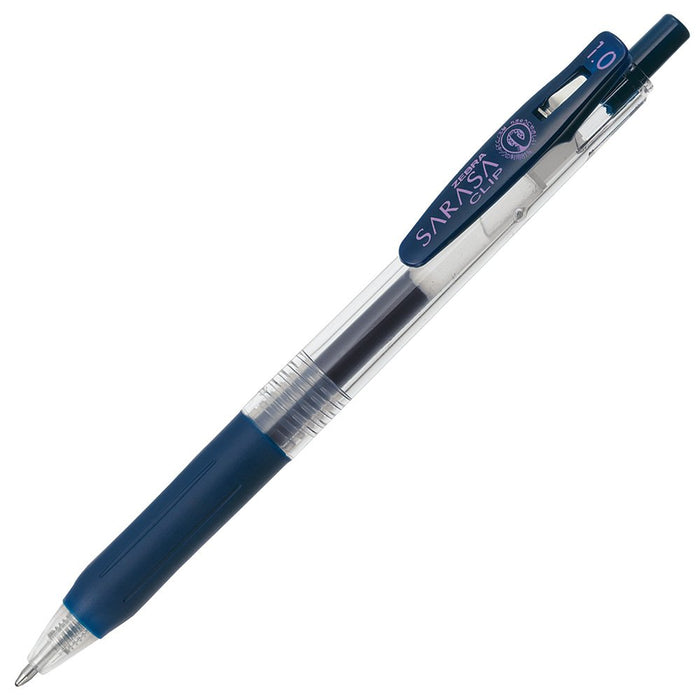 Zebra Sarasa Clip Blue Black Gel Ballpoint Pens 1.0mm - Pack of 10