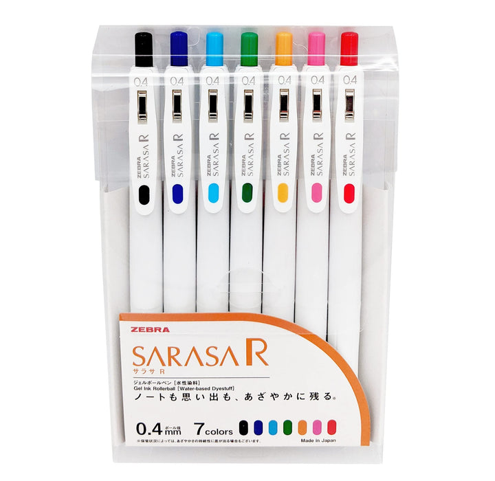 Zebra Sarasa R 7-Color Set 0.4mm Fine-Tip Smooth Gel Ballpoint Pen