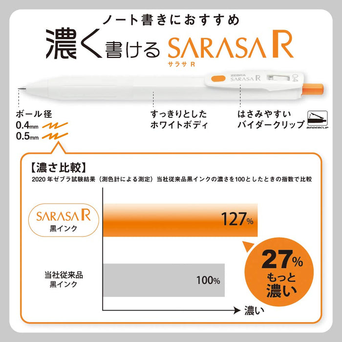 Zebra Sarasa R 蓝黑色凝胶圆珠笔 0.4 毫米 10 支装