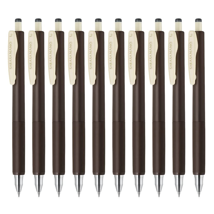 Zebra Sarasanano Gel Ballpoint Pen 0.3mm Brown Gray 10-Pack-Kiichin - The #1 Place for Japanese Goods in Your Hand!