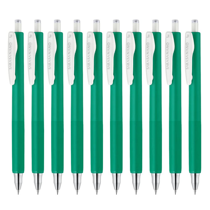 Zebra Sarasanano Gel Ballpoint Pen 0.3mm Green Ink Pack of 10-Kiichin - The #1 Place for Japanese Goods in Your Hand!