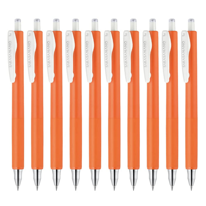 Zebra Sarasanano Gel Ballpoint Pen Set Red Orange 0.3mm Pack of 10