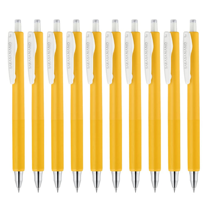 Zebra Yellow Sarasanano Gel Ballpoint Pen 0.3mm 10-Pack - B-Jjh72-Y