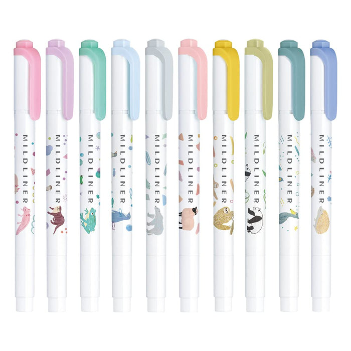 Zebra 10-Color Mild Liner Highlighter Set Animal-Themed WKT7-AS-10C