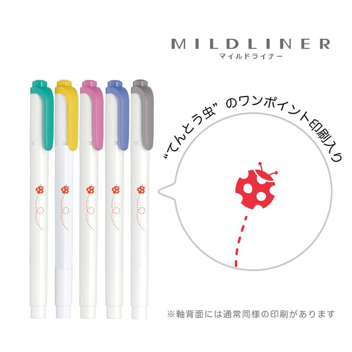 Zebra Mild Liner 5-Color Highlighter Set Ladybug B Wkt5-5C-3B