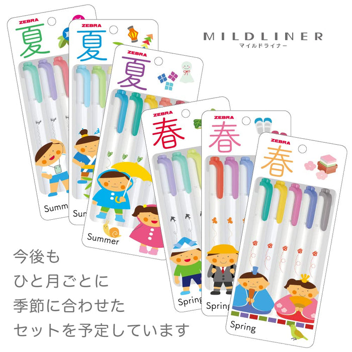 Zebra Mild Liner 5-Color Highlighter Set Ladybug B Wkt5-5C-3B