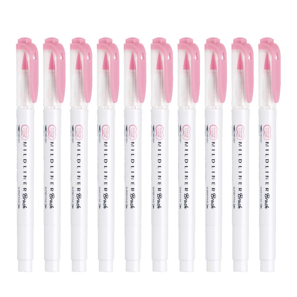 Zebra Mild Liner Highlighter 10-Piece Set in Blush Mild Pink Zebra B-W