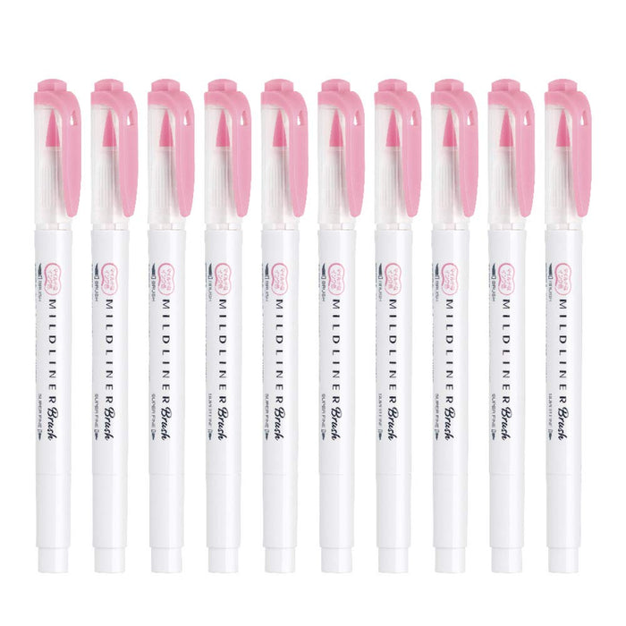 Zebra Mild Liner Highlighter 10-Piece Set in Blush Mild Pink Zebra B-Wft8-Mp