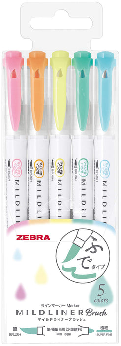 Zebra Mild Liner Highlighter Set of 5 Slightly Fluorescent Blush Colors WFT8-5C