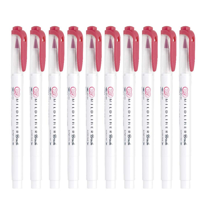 Zebra Mild Liner Brush Highlighter Pack of 10 Mild Red - Zebra Branded-Kiichin - The #1 Place for Japanese Goods in Your Hand!