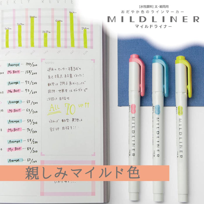 Zebra 5-color Mild Liner Highlighter Set Friendly Mild Colors Wkt7-N-5C