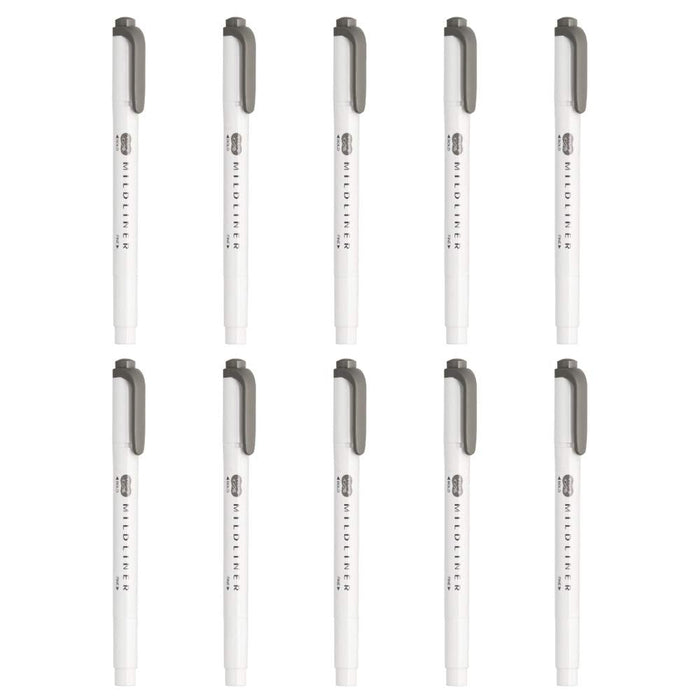 Zebra Mild Liner Highlighter in Dark Gray Pack of 10-Kiichin - The #1 Place for Japanese Goods in Your Hand!