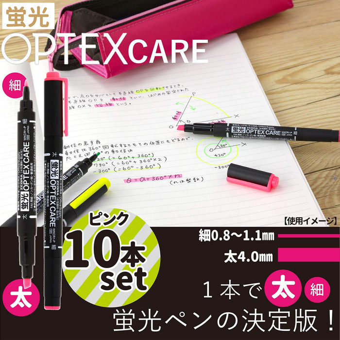 Zebra Optex Care Pink Highlighter Pack of 10 - B-Wkcr1-P