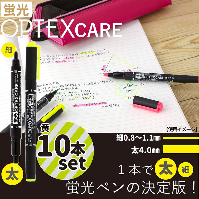 Zebra Optex Care Yellow Highlighter Set 10 Pieces - B-Wkcr1-Y Model