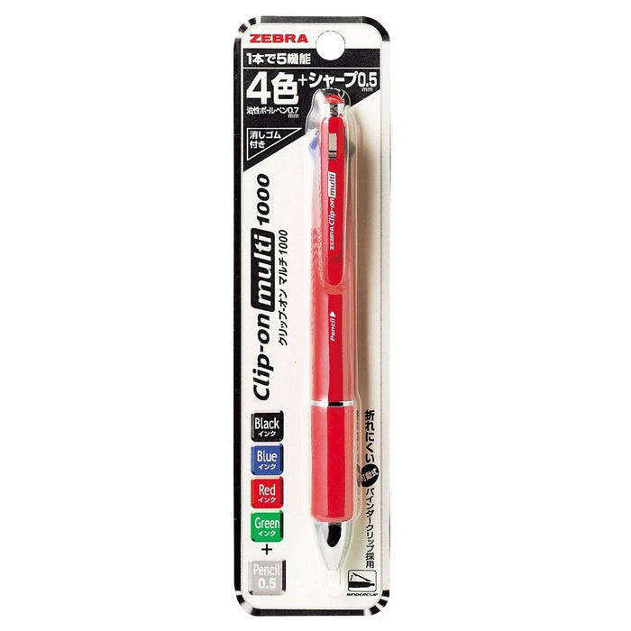 Zebra Multi-Function Pen 4 Colors with Sharp Clip-On Red Model 1000S P-B4Sa3-R