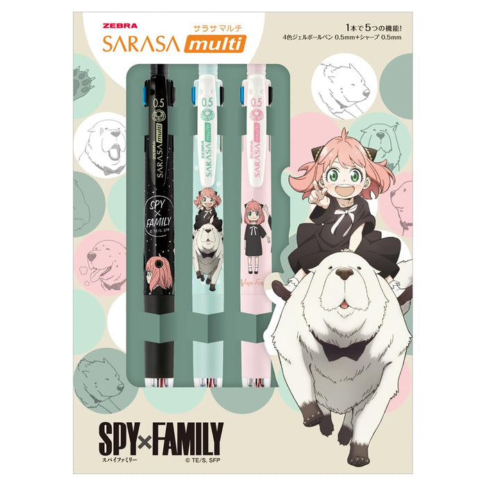 Zebra 4-Color Multi-Function Pen Sharp Sarasa 0.5mm Spy Family Set of 3