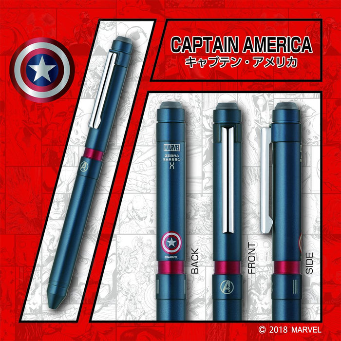 Zebra Marvel Sharbo X Mv6 Multi-Function Pen Captain America Limited Edition