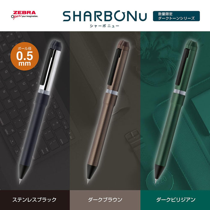 Zebra Dark Tone Series Multi-Function Pen Shabo Nu 0.5mm in Stainless Black