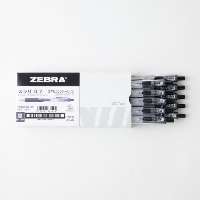 Zebra Oil-Based Black Ballpoint Pen 0.7 Point 10 Piece Pack - B-Bn11-Bk