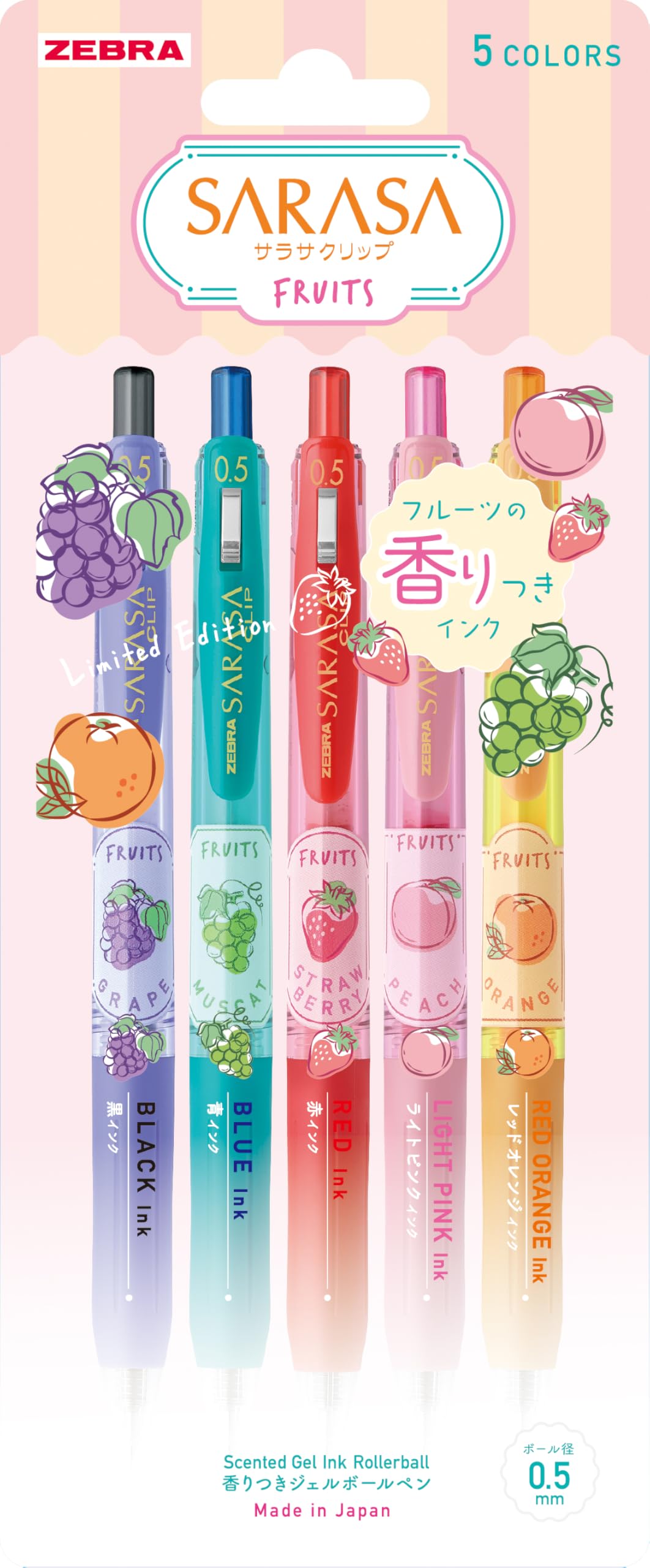 Zebra Sarasa Clip 0.5mm Scented Gel Pen 5Color Set Fruit