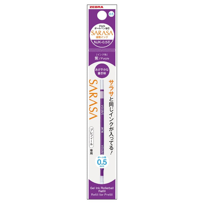 Zebra Prefeel Sarasa Njk-0.5 Purple Ballpoint Pen Refill Pack of 10