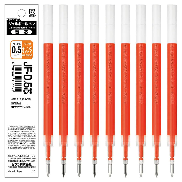 Zebra Sarasa JF-0.5 Gel Ballpoint Pen Refill Lead Orange 10 Pack