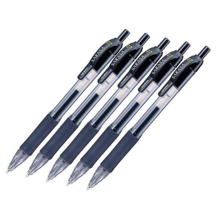 Zebra Sarasa 0.7 Gel Ballpoint Pen in Black Pack of 5