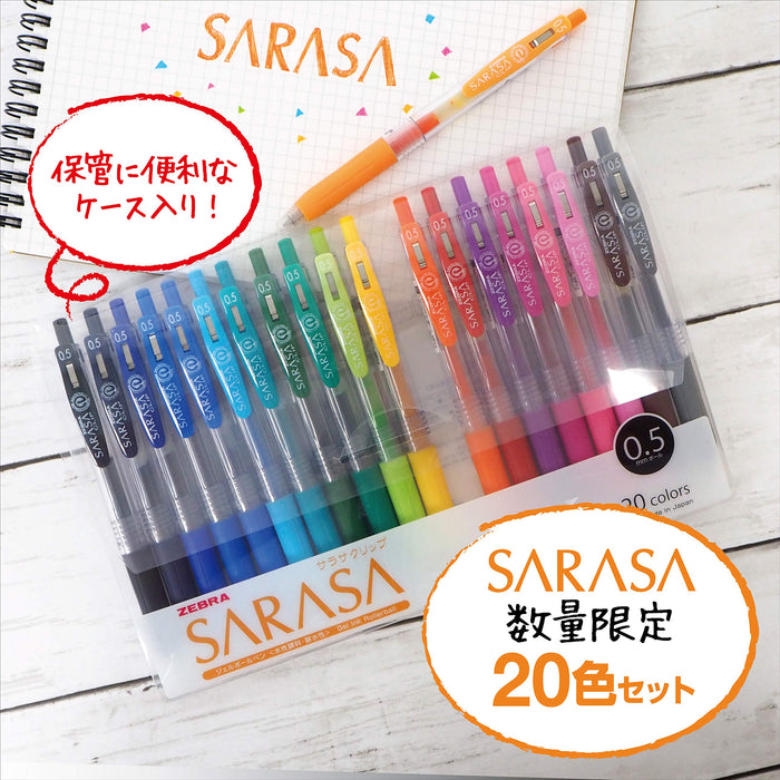 Zebra Gel Ballpoint Pen Sarasa Clip 0.5 20 Colors JJ15-20CA Pack