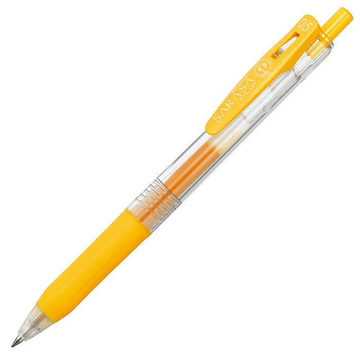 Zebra Sarasa Clip 0.5 Yellow Gel Ballpoint Pen Pack of 10