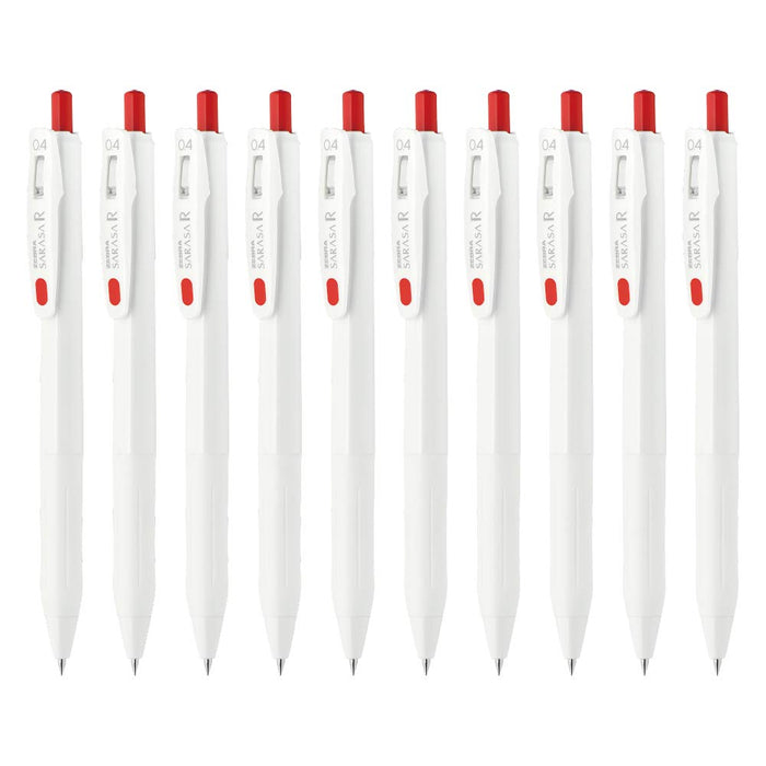 Zebra Gel Ballpoint Pen Sarasa R 0.4mm Red Pack of 10