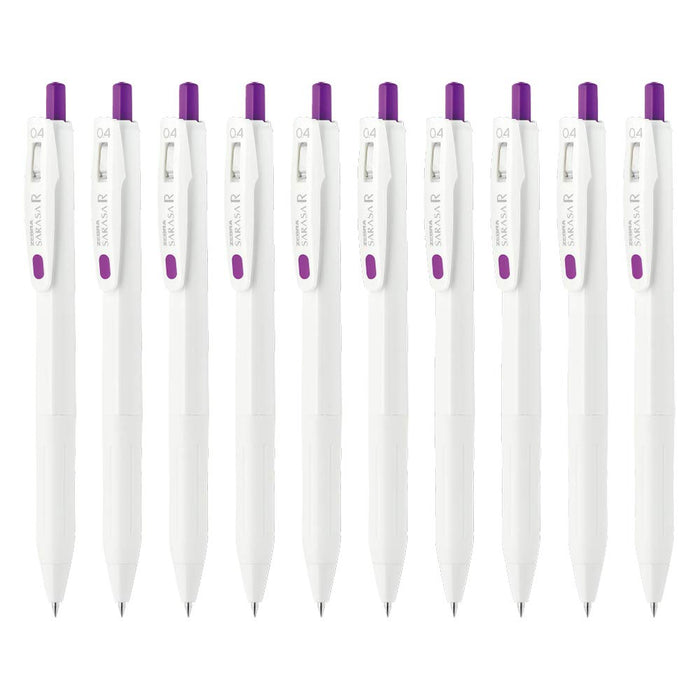 Zebra Gel Ballpoint Pen Sarasa R - 0.4mm in Purple Pack of 10