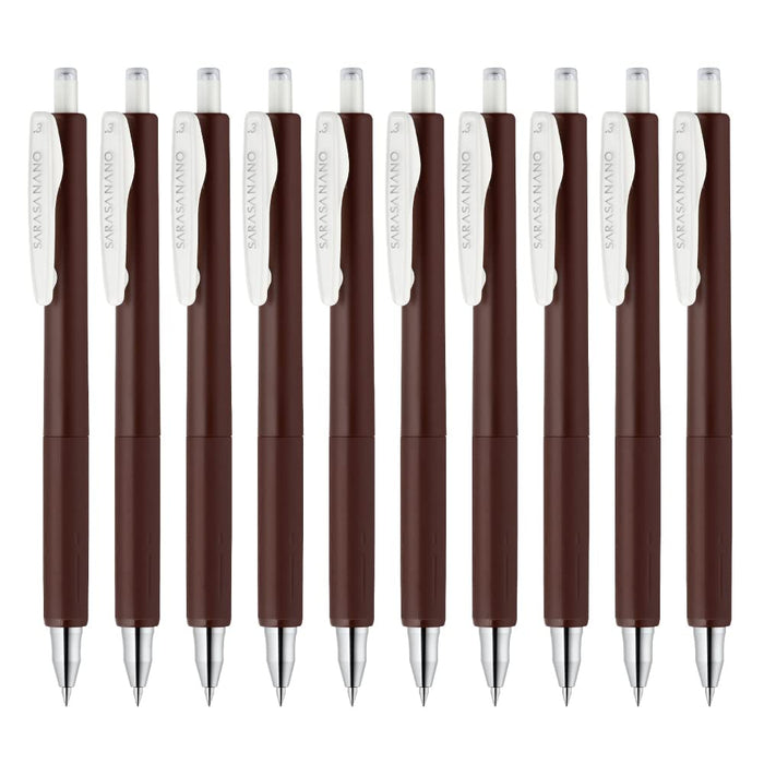 Zebra 0.3mm Gel Ballpoint Pen Pack of 10 Sarasanano Series Brown - B-JJh72-E