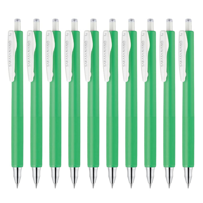 Zebra Sarasanano Fresh Green Gel Ballpoint Pen 0.3mm Pack of 10