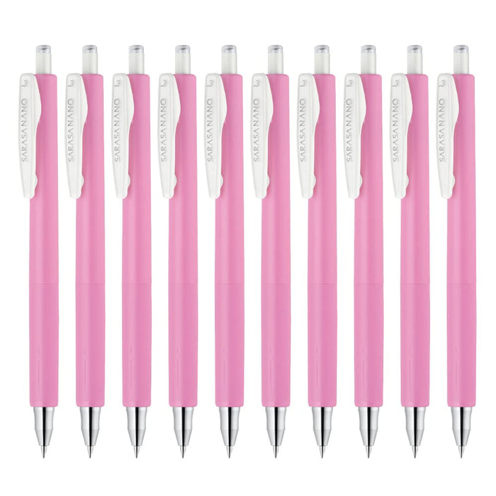 Zebra Sarasanano Gel Ballpoint Pens 0.3mm Light Pink Pack of 10