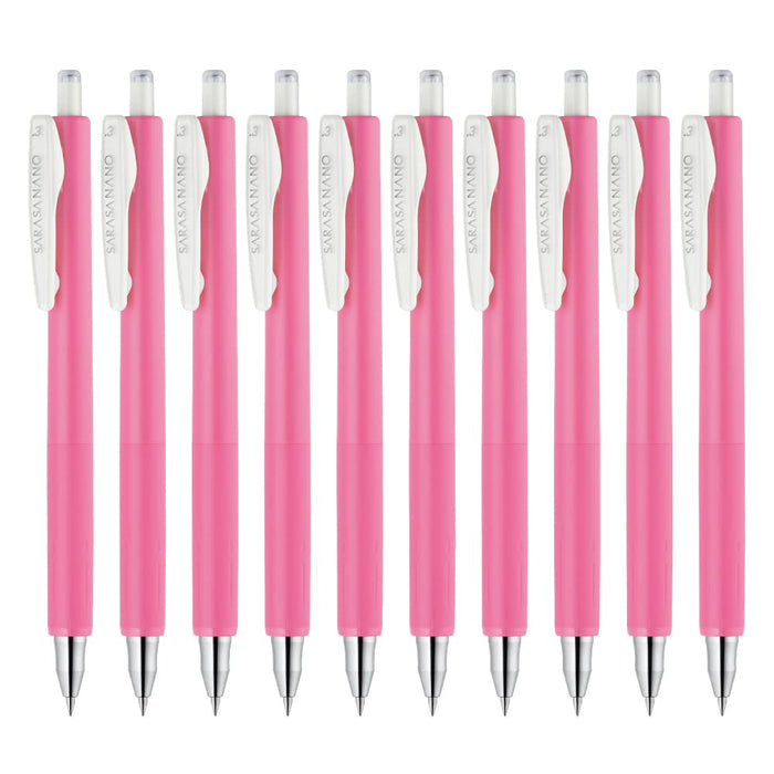 Zebra Sarasanano Pink Gel Ballpoint Pen 0.3mm 10-Piece Set-Kiichin - The #1 Place for Japanese Goods in Your Hand!