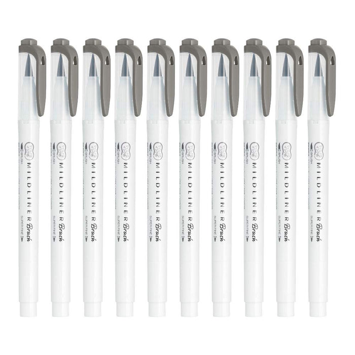 Zebra Mild Liner Brush Highlighter Set Dark Gray 10 Pieces