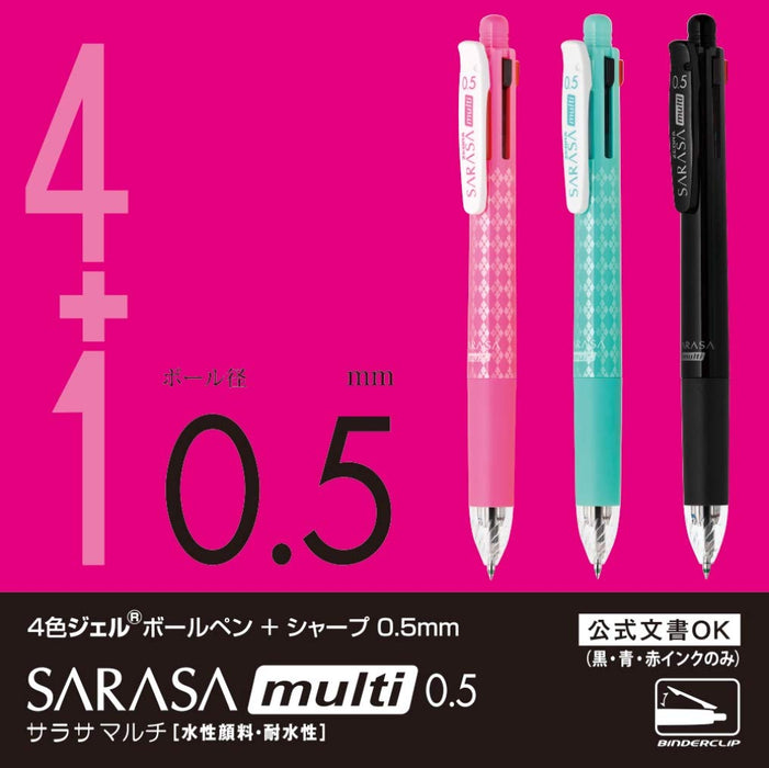 Zebra Multi-Color 4 Pen Bundle with Sharp Sarasa Multi 0.5 Black P-J4Sa11-Bk