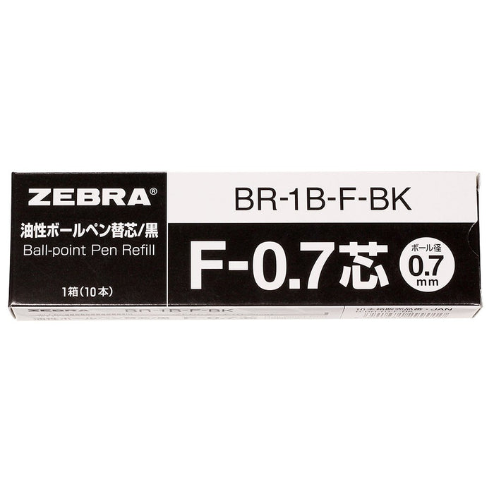 Zebra 油性黑色圆珠笔替换芯 F-0.7 铅 B-Br-1B-F-Bk 10 支装